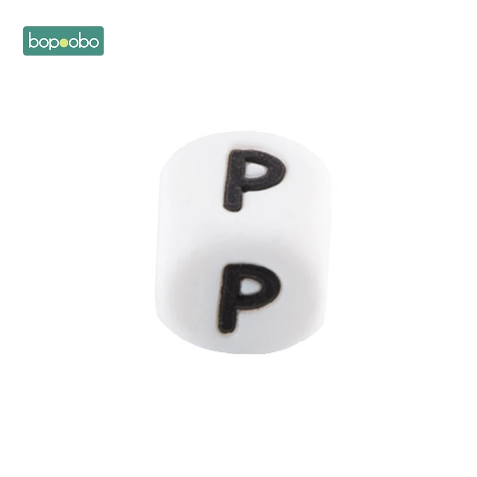 Letter P Bopoobo 100 шт силиконовый бисер ребенок прорезывание зубов буквы бусины детские погремушки силиконовые жемчужные Прорезыватели 12 мм Детские Силиконовые Прорезыватели - Цвет: Letter P