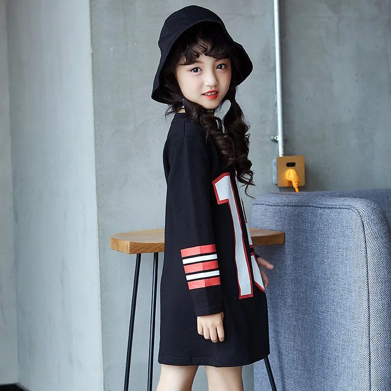 Детские платья для девочек осень 2018 платье-футболка хлопковые