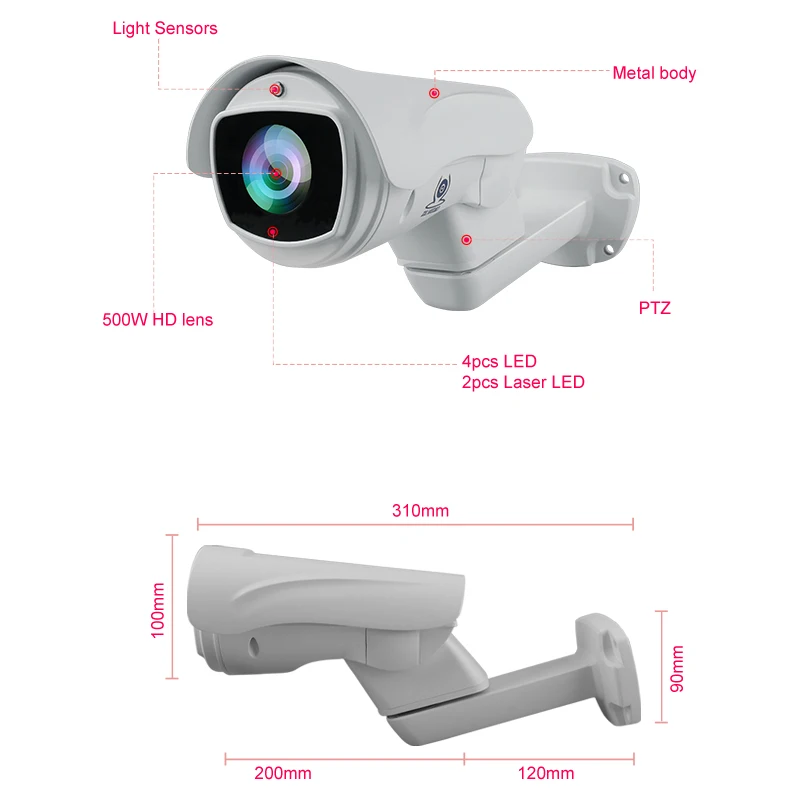 ZSVEDIO H. 265 Onvif PTZ Security IP Camera Outdoor Waterproof 4X 10X Optical Zoom 1080P 5.0MP IR cut Bullet | Безопасность и