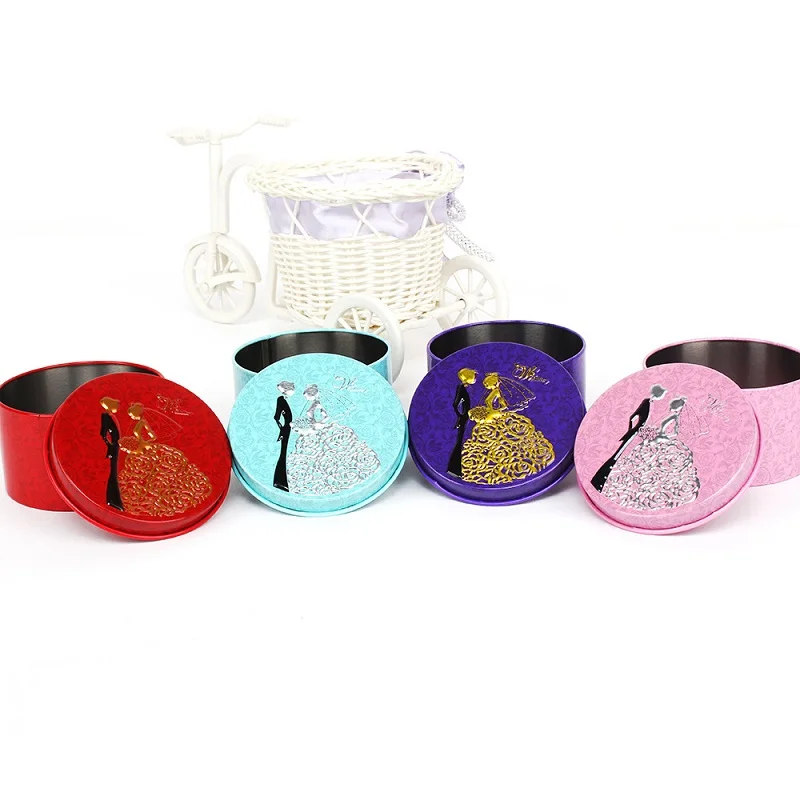 200 шт. круглая металлическая жестяная коробка для конфет невесты жениха