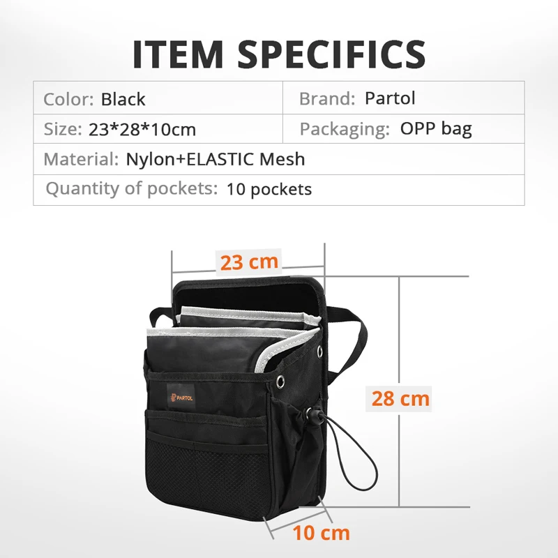 Partol 10 карман авто пилот сумка для хранения Универсальный черный Организатор