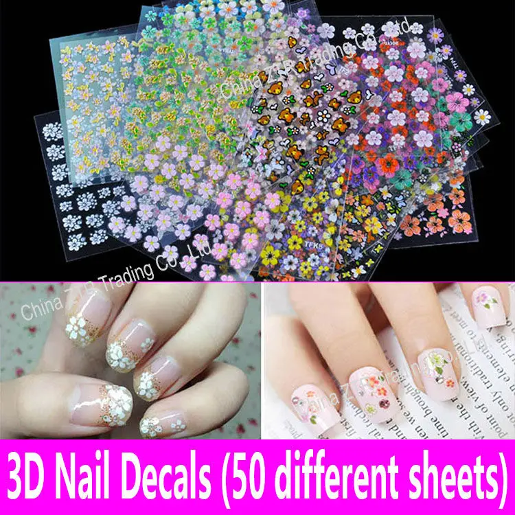 Наклейки для ногтей 3D 50 различных листов|pedicure as seen on tv|pedicure bowlart and craft show |