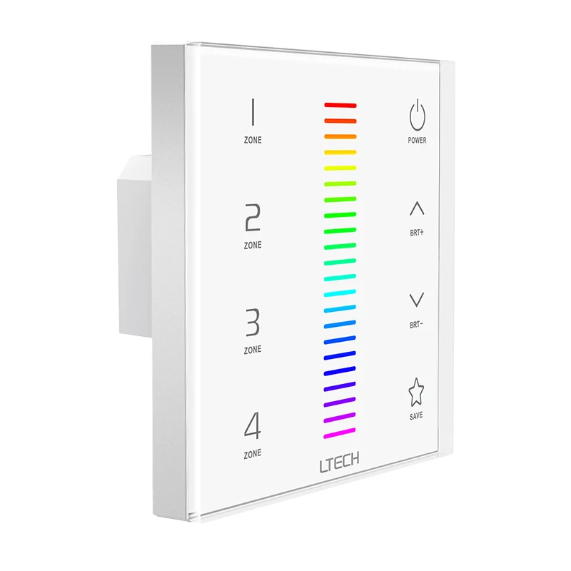 

LTECH контроллер светодиодной RGB-ленты 220 В, сенсорная панель EX7 4 зоны AC100 ~ 240 В 2,4 ГГц и DMX512, многофункциональный RGB-контроллер