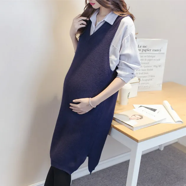 Осень 2017 г. платье Материнство Одежда для беременных Для женщин без рукавов с