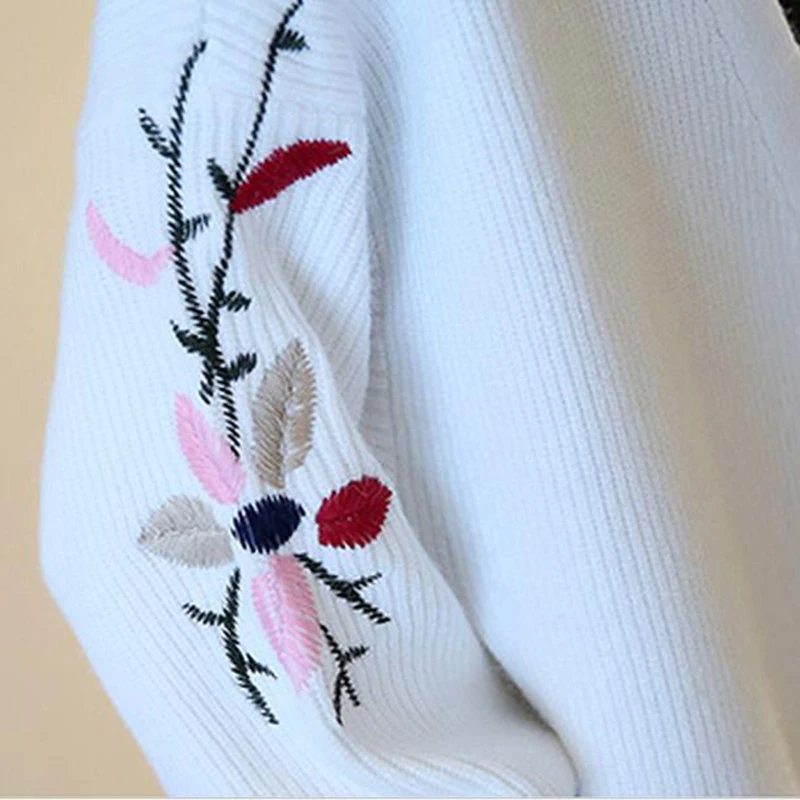 

Nice New Autumn Women Thin Cardigan Sweater Coat Fasihon Foral Embroidered Lantern Sleeve Loose Long Sweater Female LU241