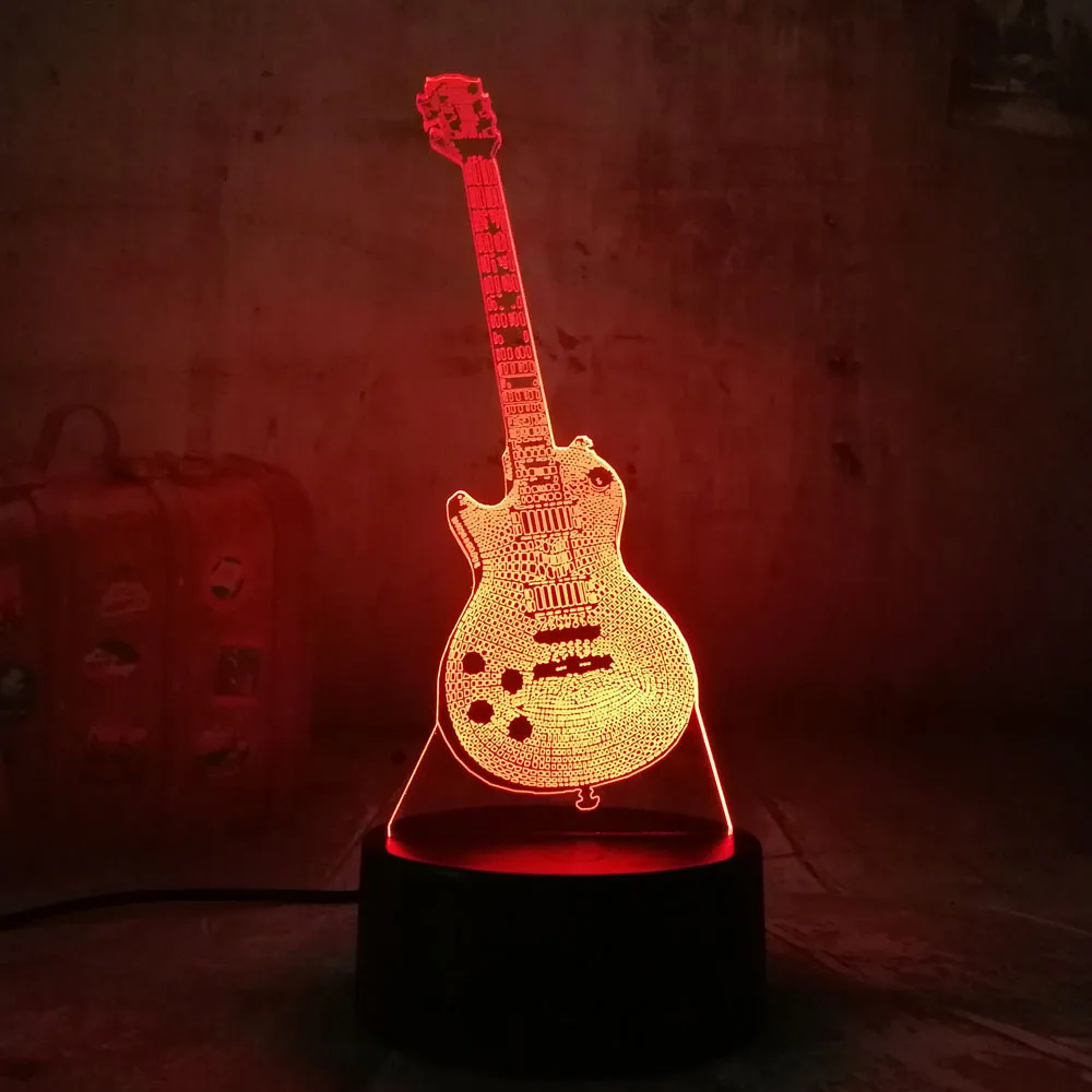 Новый Amroe бас гитара 3D RGB светодиодный ночной Светильник Multi Цвет творческий 7