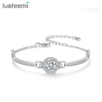 luoteemi trendy round main stone link chain bracelets for women luxury silves fashion jewelry pulseira feminina christamas gift