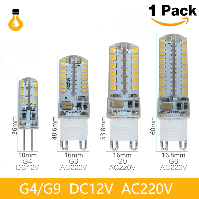 1 шт. G4 G9 Светодиодная лампа SMD2835 3014 220 В 7 Вт 9 10 12 затемнения 360 градусов хрустальная