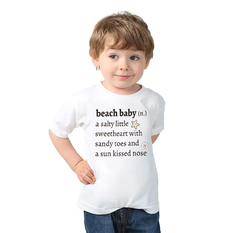 Лето 2019 новый дизайн Детская футболка с круглым вырезом мягкая пляжная удобная