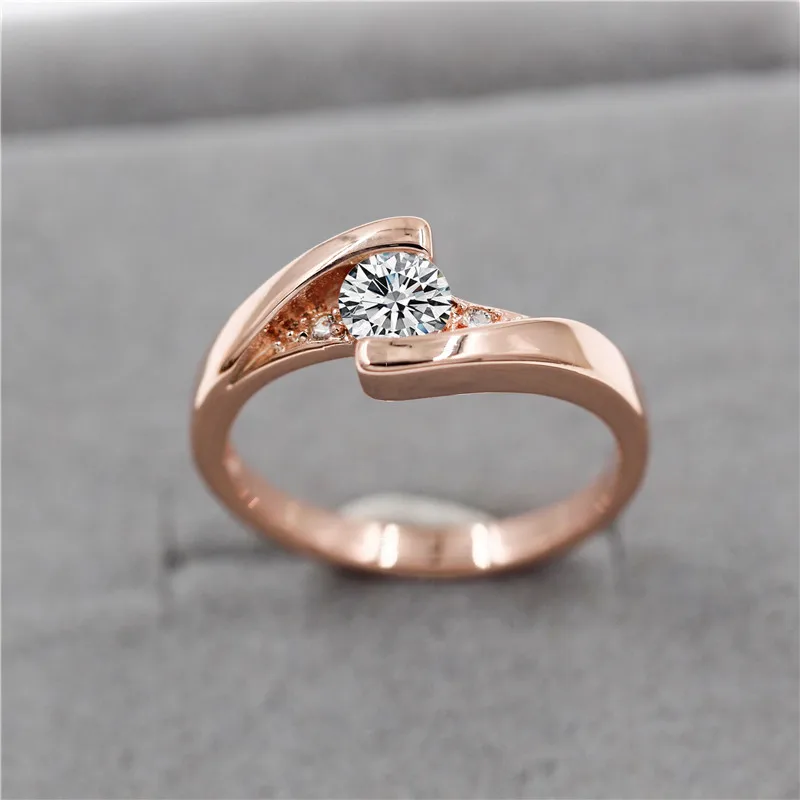 Uloveido серебряный цвет свадебные ювелирные изделия кольца для женщин Кристалл обручальное кольцо с кубическим цирконием женское розовое золото цвет Anillos J045
