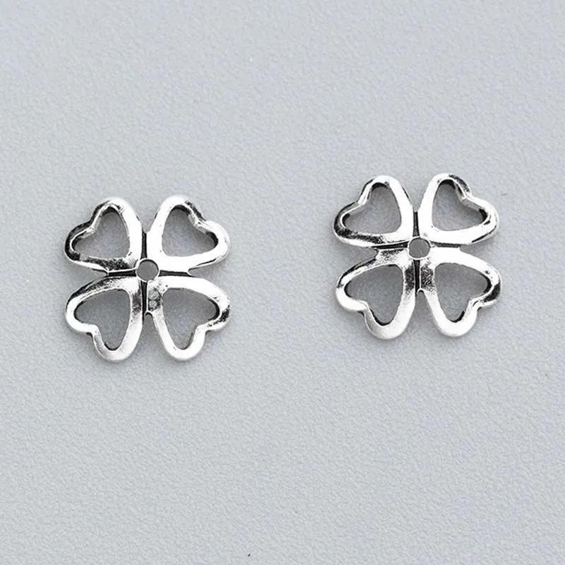 

10pcs/lot 925 Sterling Silver Bead Caps Receptacle 8mm Hollow Clover Flower Tassel End Cap DIY Women Jewelry Making Accessories