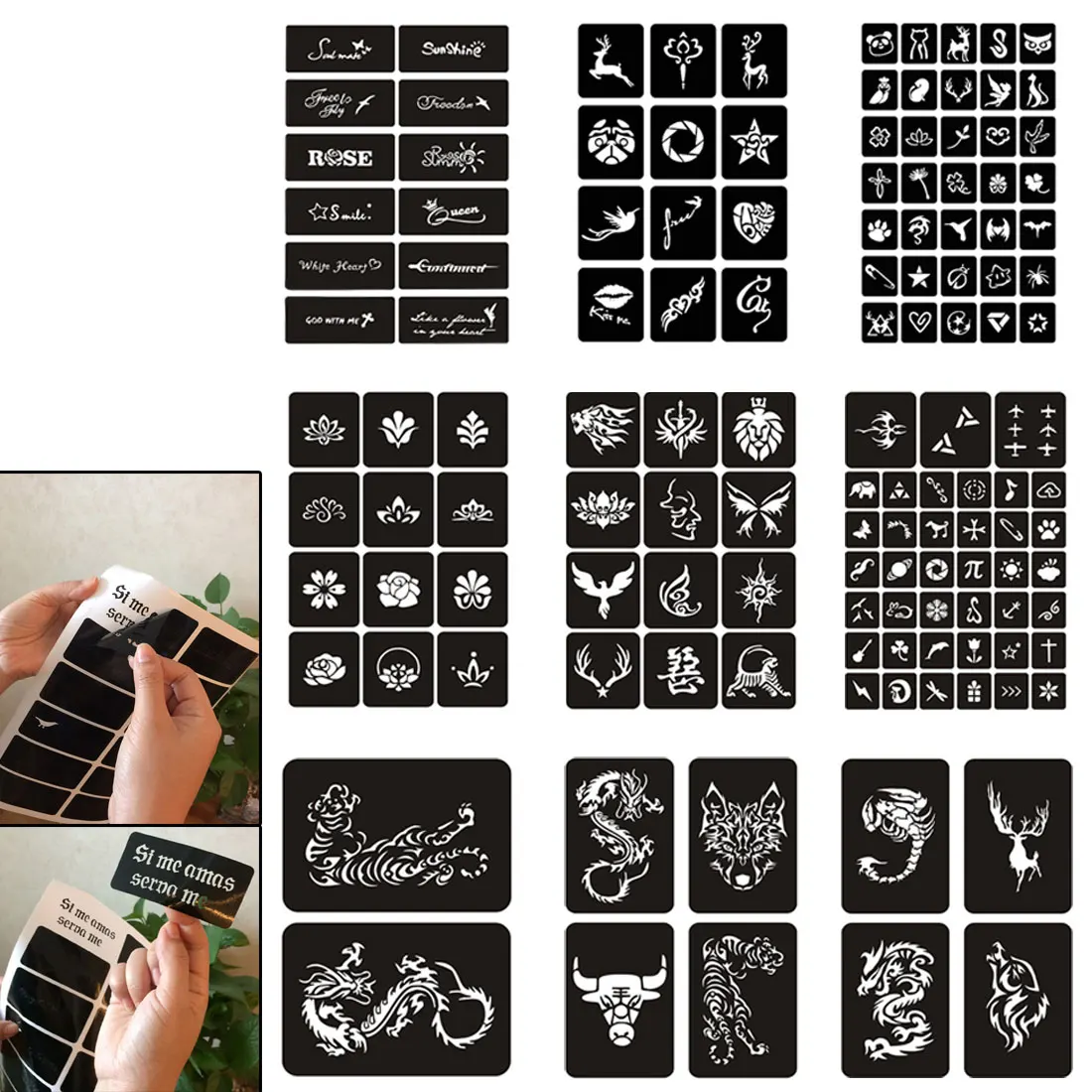 Художественный Аэрограф рисование тату наклейка шаблон 10 листов трафарет для