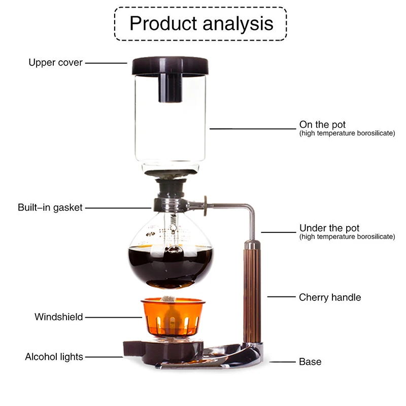 Homadise Syphon кофеварка японский стиль вакуумный стеклянный Сифон горшок перколаторы