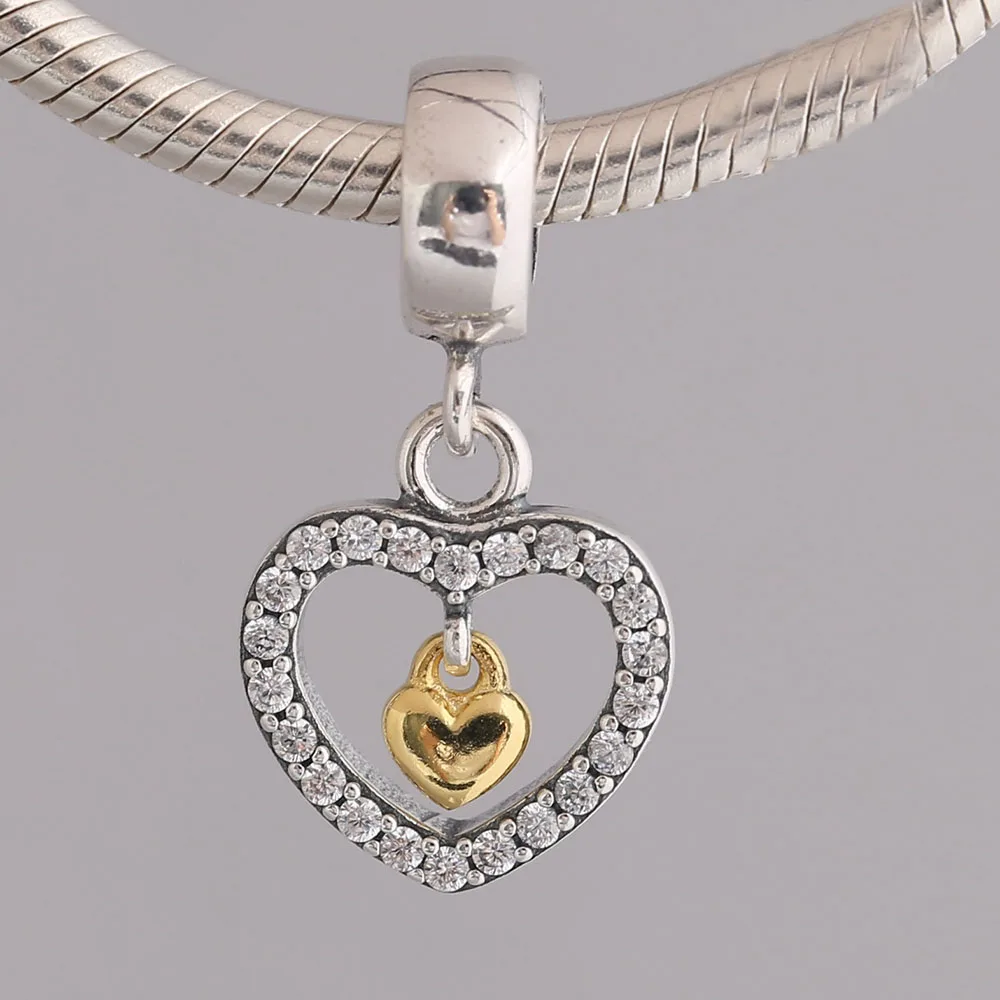 

Подлинное серебро 925 пробы сердце символ любви в форме сердца с кристаллами кулон из бисера для оригинального Pandora шарм браслеты и ювелирные изделия
