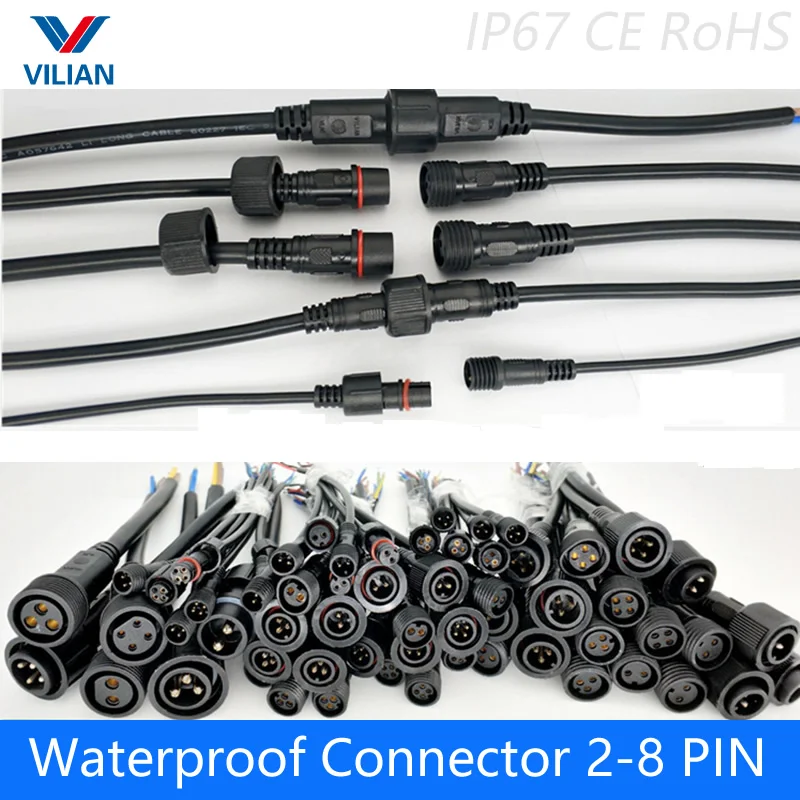 1 пара водонепроницаемый разъем тока 12A 4 pin с проводным кабелем IP67 Женский штекер 5