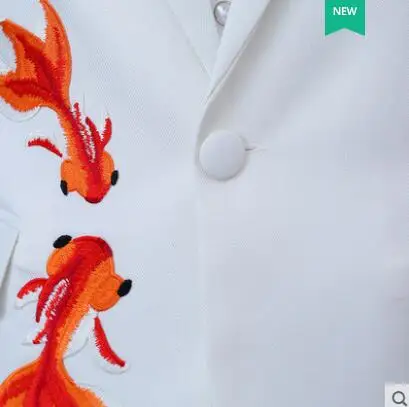 Мужской формальный костюм Goldfish блейзер в полоску с вышивкой и штанами белый для