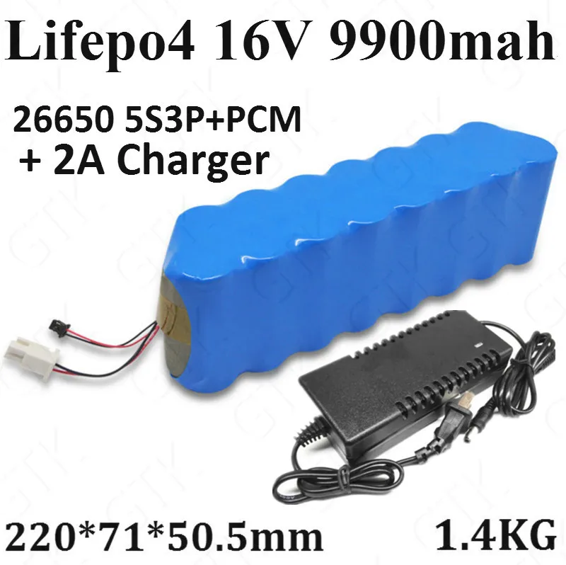 Аккумулятор Lifepo4 16 В 9900 мАч IFR 26650 5S3P + зарядное устройство 2 а для замены