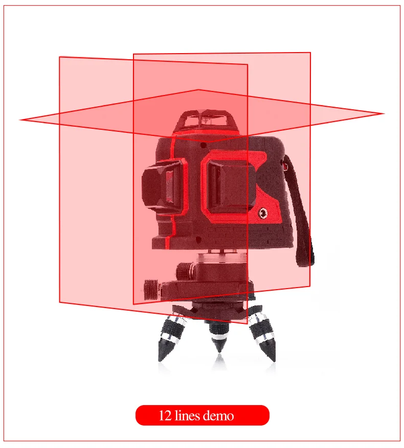 Leter 3d наливной зеленый лазерный уровень 360 градусов 12 линий - Цвет: 12--line red laser