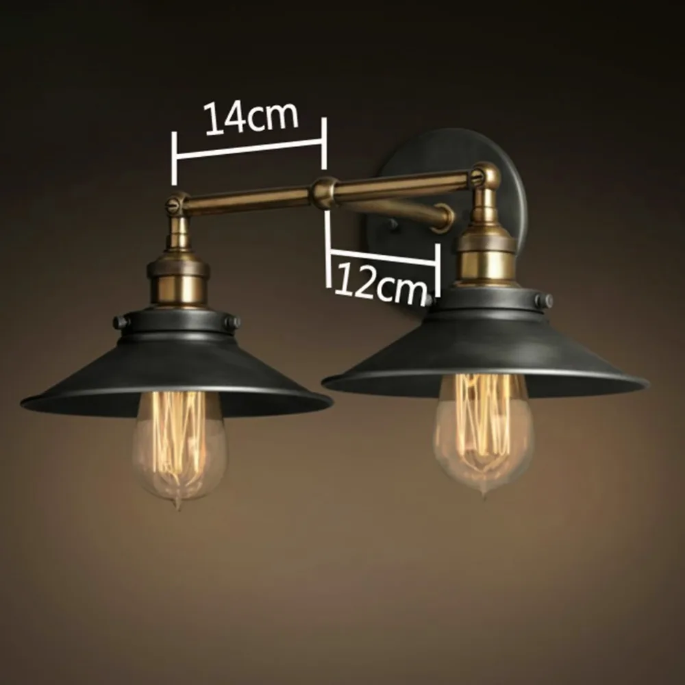 Винтажный настенный светильник в стиле ретро из латуни с двумя головками E27 Edison 110