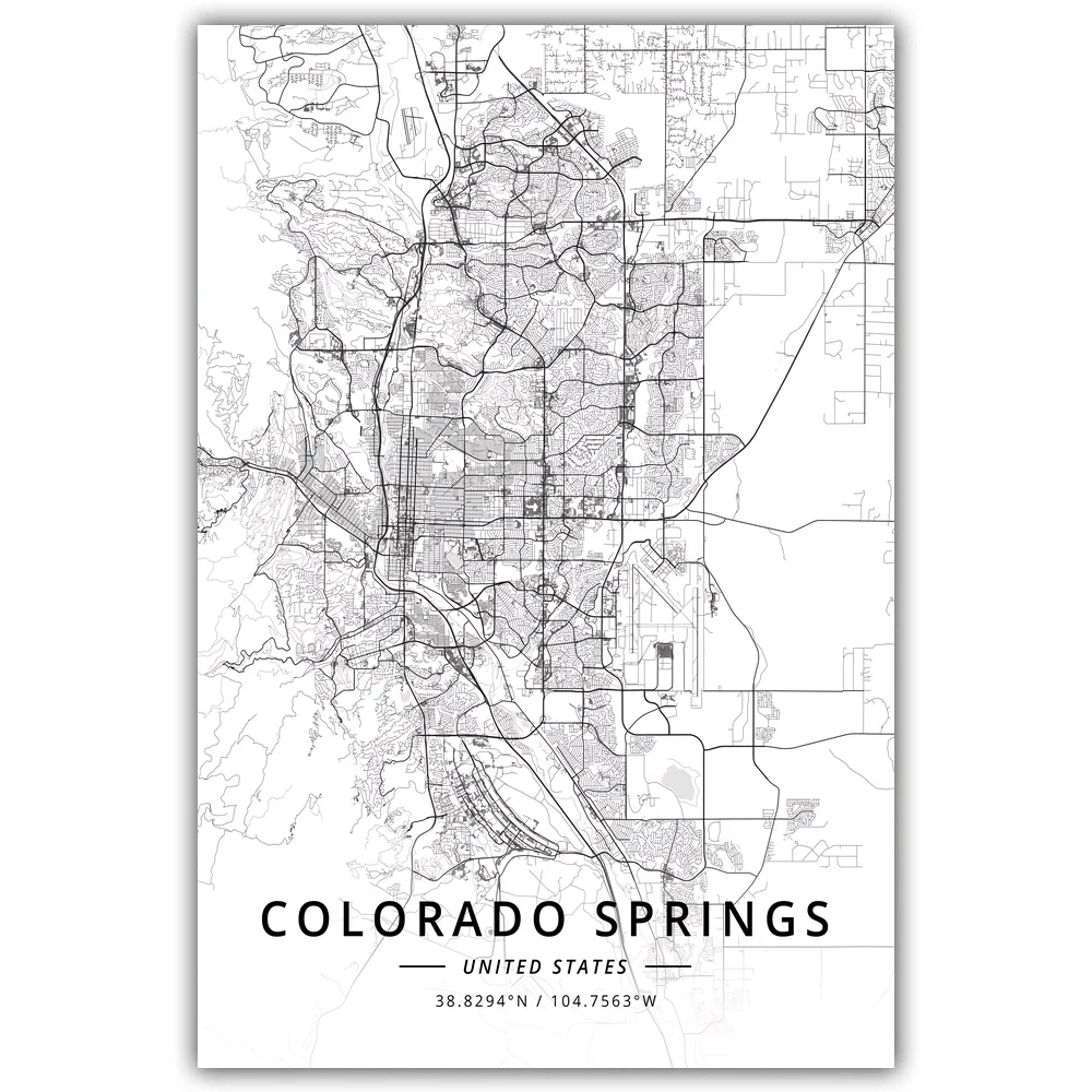

Colorado Springs US USA Map Poster