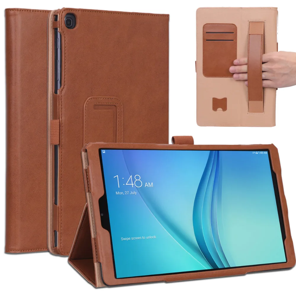 Кожаный магнитный чехол из воловьей кожи с ремешком на руку для Samsung Galaxy Tab A 10 1 2019