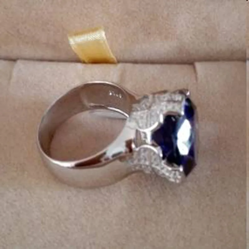 Qi Xuan_Fashion Jewelry_Big Blue Stones элегантный крест женский Rings_S925 твердая Серебряная Мода