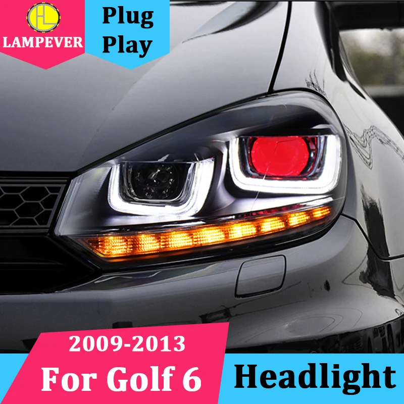 Автомобильные фары для VW Golf 6 MK6 2009-2013 гольфа R20 Биксеноновые линзы в стиле Demon Eye HID