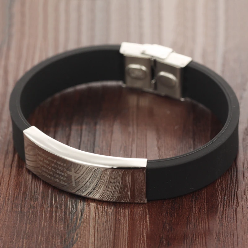 MOZO модный мужской браслет Гладкий/крест Библия Нержавеющая сталь Черный