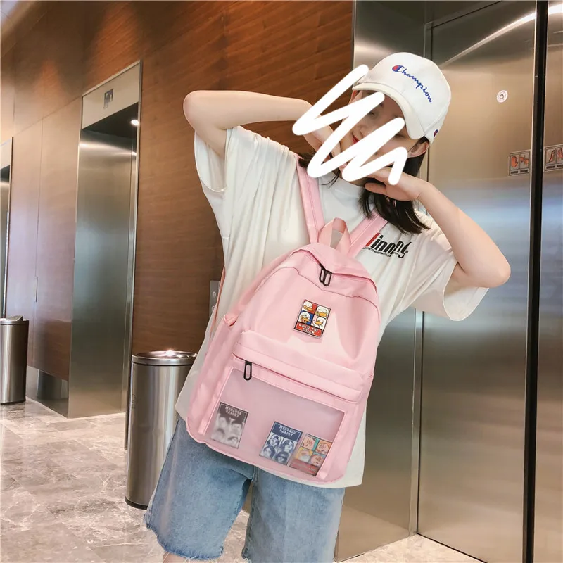 Menghuo Cute Clear Transparent Women Backpacks PVC Student Schoolbags Fashion Teenage Girls Bags for School Backpack New Mochila