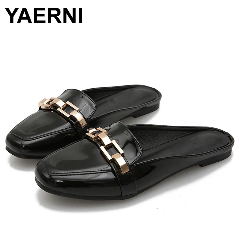 Обувь YAERNI Женские шлепанцы без задника Шлепанцы на плоской подошве zapatos mujer