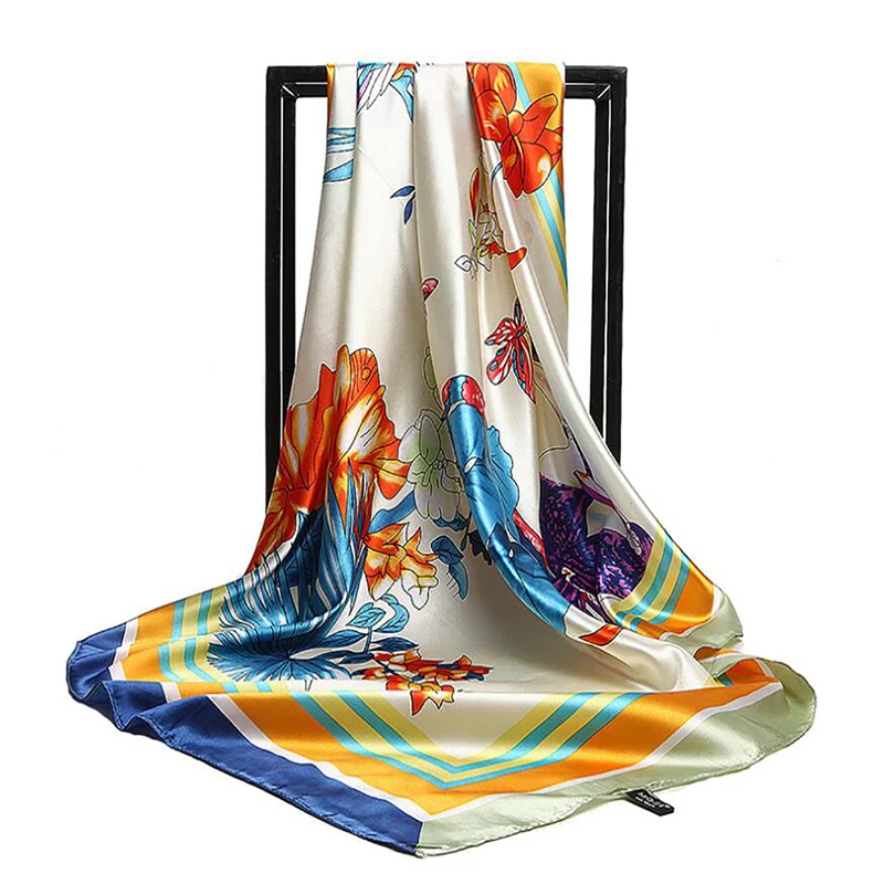 Женские шарфы бабочки квадратные женский шарф из искусственного шелка с