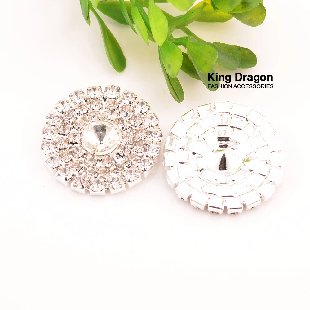 Новое поступление декоративные пуговицы со стразами 27 мм 5 шт./лот серебристого