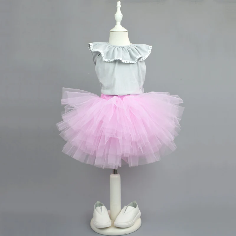 Юбка TUTU девочки юбка детской 6-ти слойной пряжи Юбка балета, юбка танца, юбка торта