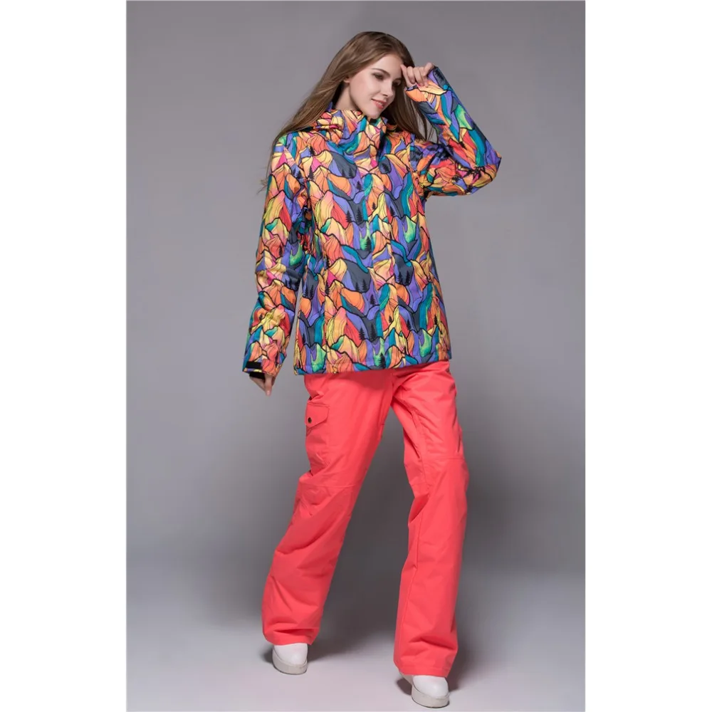 Теплые для женщин лыжный Костюмы Зимняя Лыжная открытого воздуха одежда