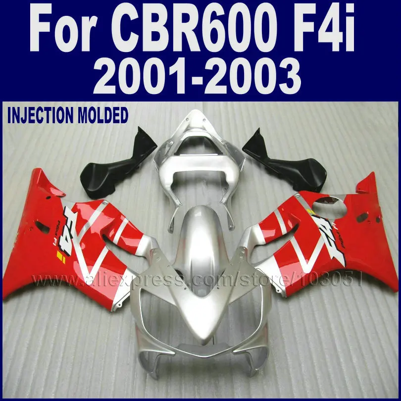 Новый набор обтекателей для Honda 2001 2002 2003 красный серебристый CBR 600 F4i 01 02 03 cbr f4i