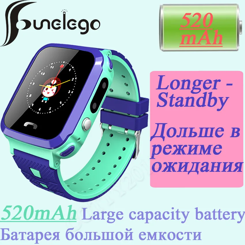 Детские GPS часы Funelego с большим аккумулятором HD телефон для детей SOS