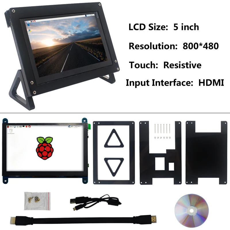 Raspberry Pi 3B Plus комплект + 5 дюймов HDMI сенсорный экран ЖК дисплей кронштейн ABS чехол