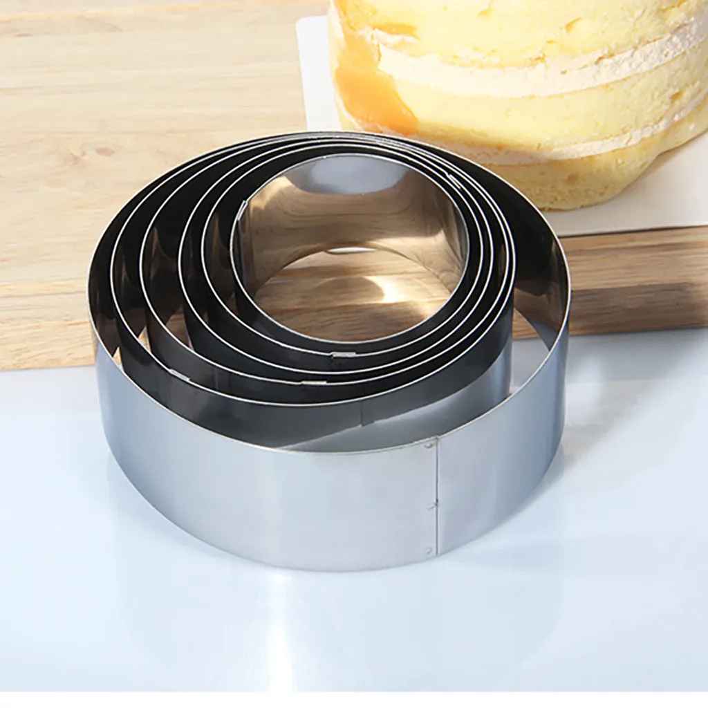 6 шт. DIY круглая форма для мусса, торта, пищевая нержавеющая сталь, кондитерское кольцо для торта, выпечки, кухонные формы для выпечки, инструменты для торта