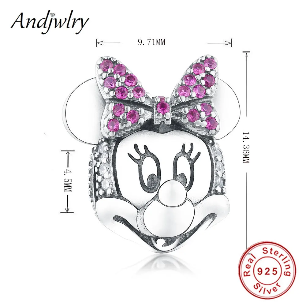 Ajw0983 Fit Pandora шармы 925 пробы серебро браслет бусины Микки, Минни шармы мультфильм бусины для изготовления ювелирных изделий Berloque - Цвет: Ajw0983