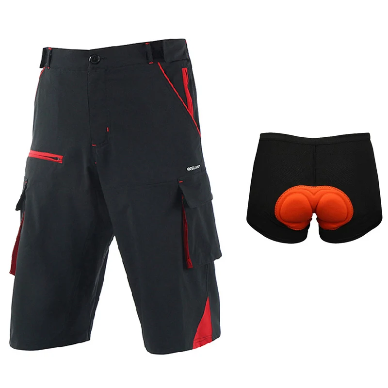 Red With Pad Быстросохнущие велосипедные шорты, мужские шорты для горного велосипеда, велосипедные шорты, одежда для велоспорта, нижнее белье для велоспорта - Цвет: Red With Pad