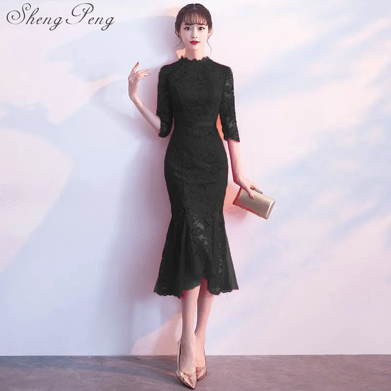 Новое поступление китайское платье qipao с рукавом до локтя платья в восточном