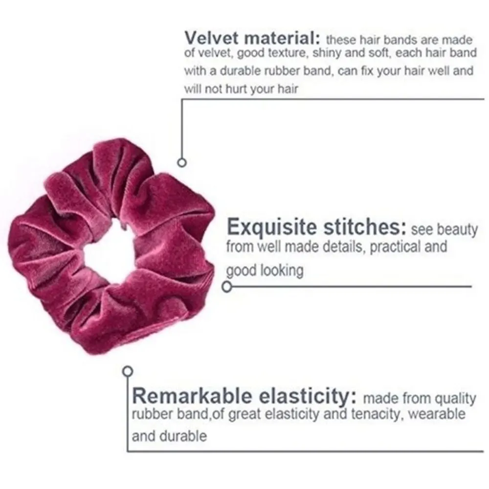10Pcs Velvet Scrunchie Girls Headwear Hair Scrunchies Elastic Bands Bobble Ponytail Holder Accessories Ring Rope |