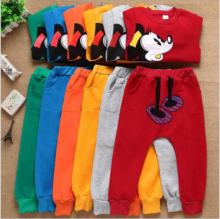 2016 New kids clothes girls mickey cartoon children clothing sets casual long sleeved tops + pants 2pc baby boy sport suit | Детская
