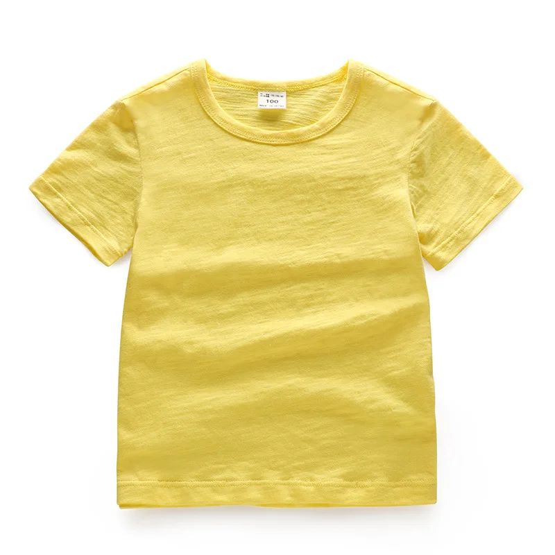 solid yellow Футболка для маленьких мальчиков хлопковые топы, футболки для мальчиков, Детская верхняя одежда с мультяшным автомобилем, детская одежда топы, одежда для мальчиков возрастом от 2 до 8 лет - Цвет: solid yellow