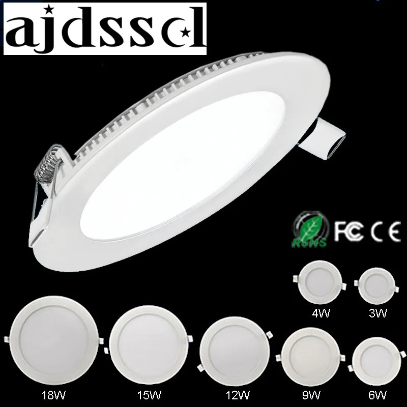 

LED Panel Ultra Thin Led Panel Downlight 3w 4w 6w 9w 12w 15w 18w Round Ceiling Recessed Spot Light AC85-265V Painel lamp CE UL