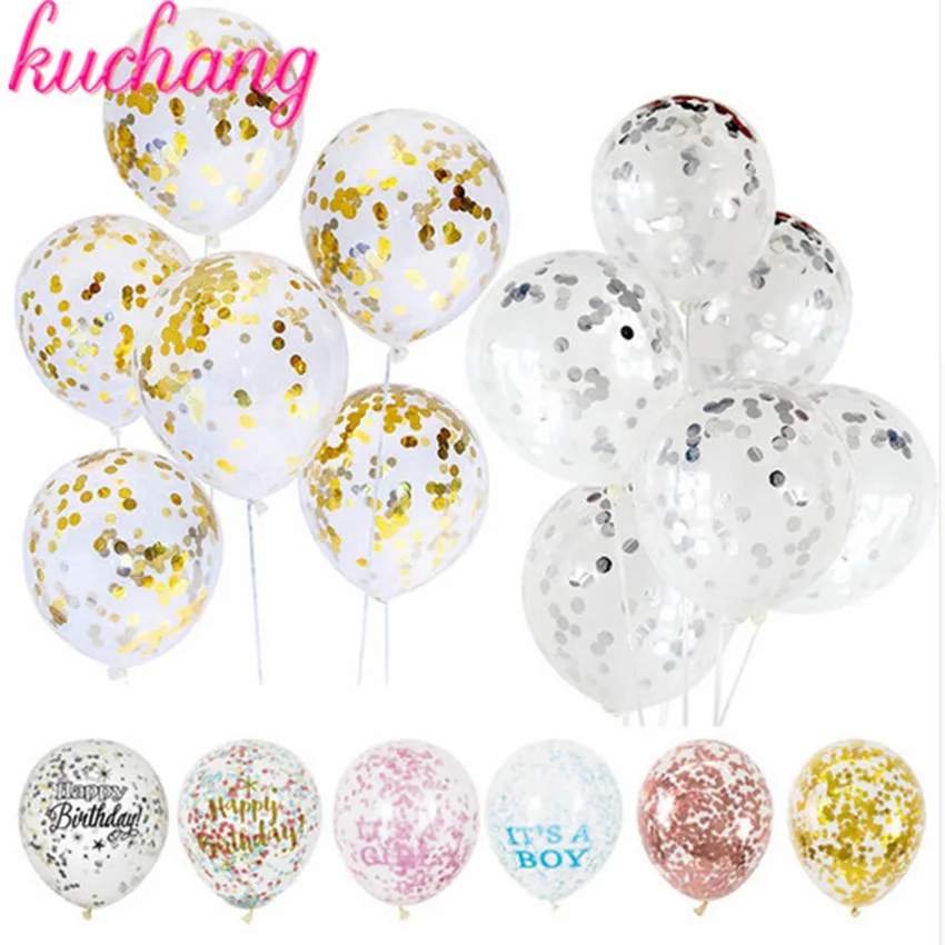 12 шт. прозрачные латексные шары с конфетти дюймов|balloon 12|balloon balloonballoon transparent | - Фото №1