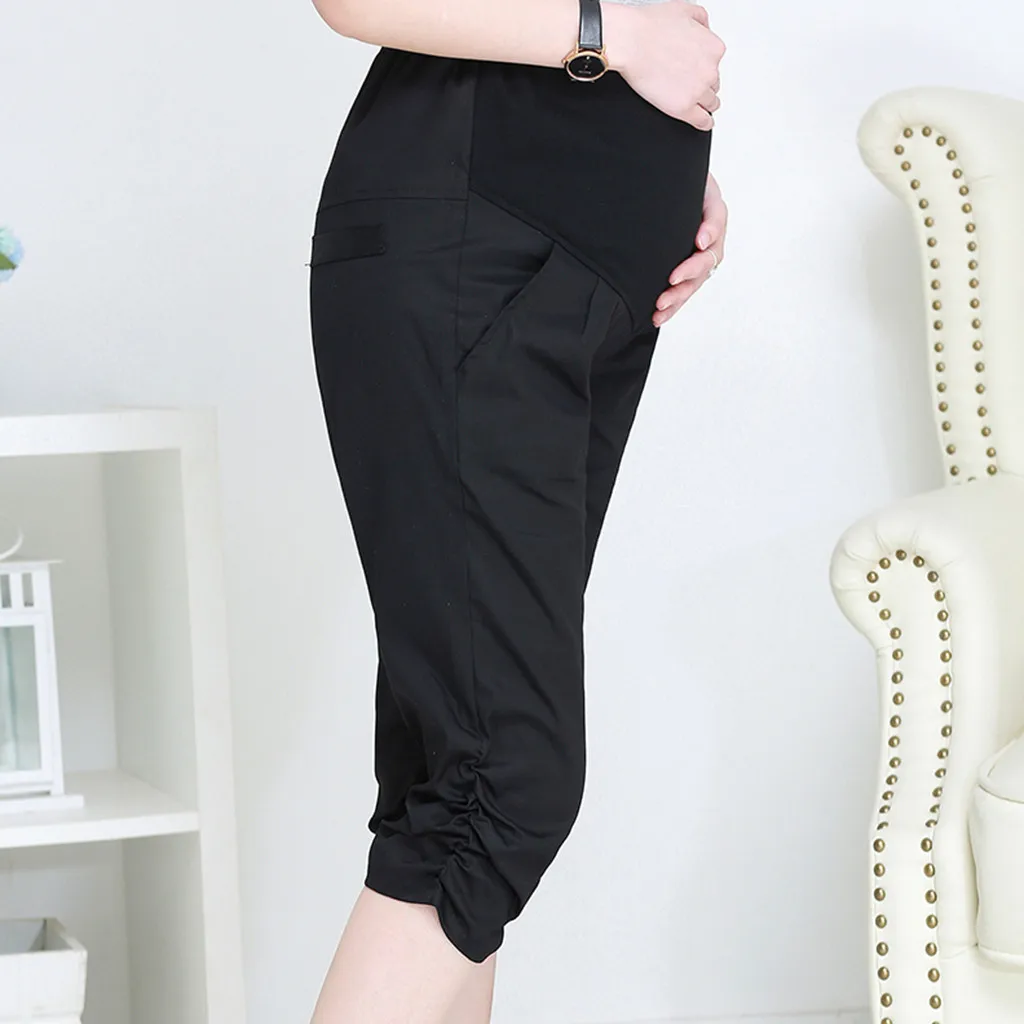 Women's Maternity Pants Pregnant Calf-Length Pregnancy Casual High Waist Large Size Cropped Trousers For | Мать и ребенок