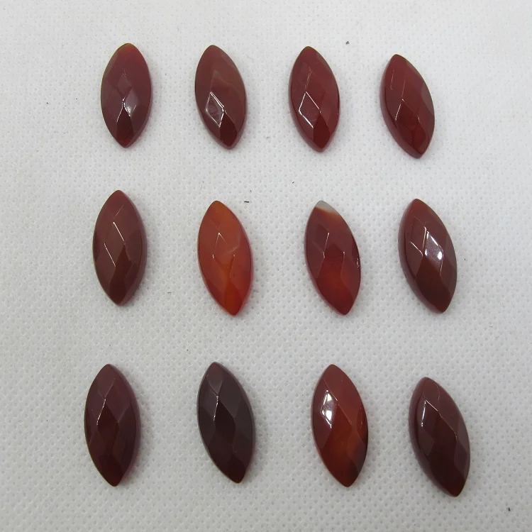 

Wholesale Red Agates Carnelian Bead Cabochon 10x22mm Faceted Marquise Gem stone Jewelry Cabochon Ring Face 10pcs/lot