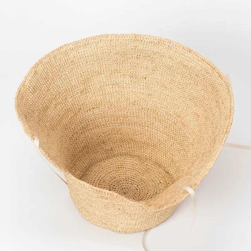 Raffia вязаная крючком шляпа винтажная женская летняя Солнцезащитная ручной работы