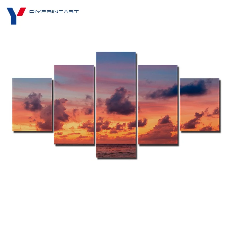 

Beautiful Nature Sunset 5 Panel Art Print Home Decoration Landscape Pictures for Living Room A0761